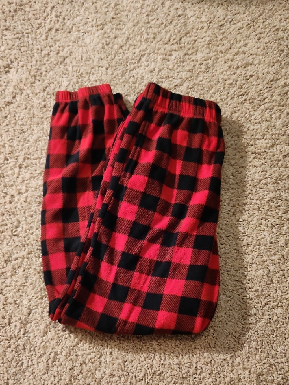 PINK Victoria's Secret Red and Black Buffalo Plaid Fleece Pajama Pants